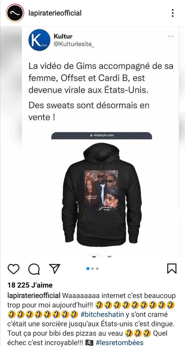 blackcurvystyle's tweet image. Lol, la vidéo de Gim's avec #demdem et #cardib, est devenue tellement virale que les ricains en ont fait des sweats 😂😂😂