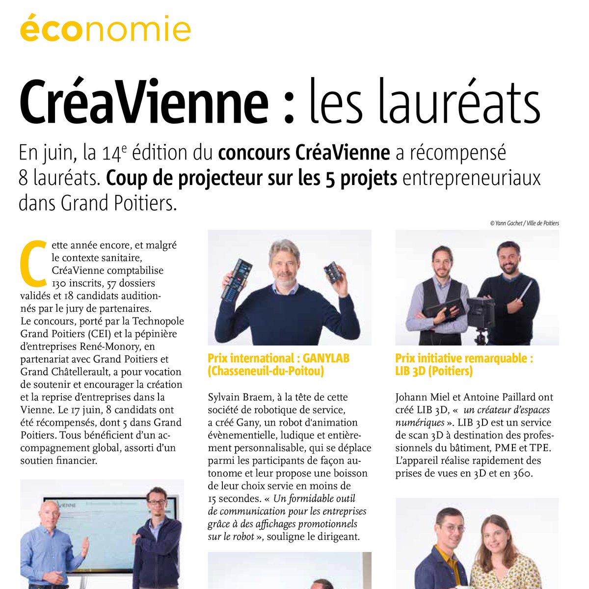 creavienne's tweet photo. [PRESSE]
C'était le mois dernier!
En septembre, Poitiers Mag a dédié une page aux lauréats du Concours CreaVienne 2021 ! https://t.co/fEHr1DpPiO
