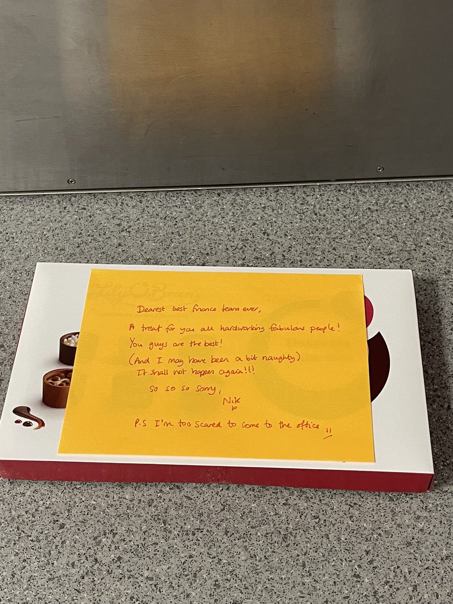 MrNP4TEL's tweet photo. When you know you’ve done something naughty….hopefully chocolates will get me back into the good books 🤞😬#financerocks https://t.co/KIVUlMHnvn