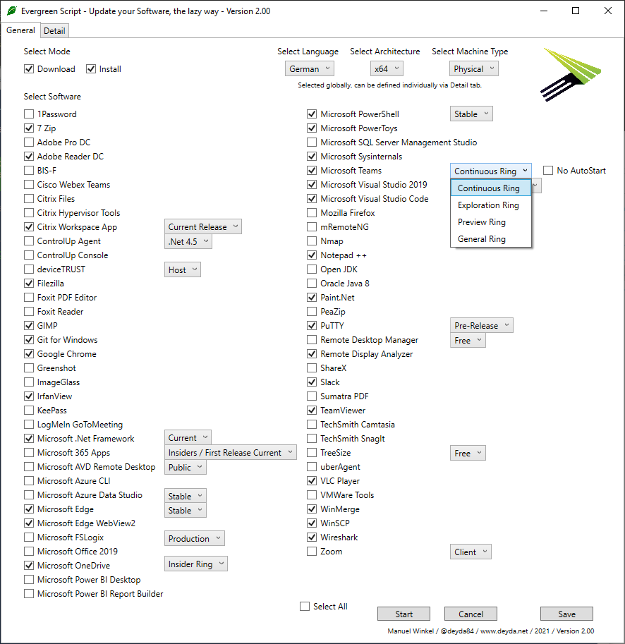 Deyda84's tweet image. Brand New Version (2.00) of the Evergreen-Script !
Over 4000 lines of new code.🤘🤘

- Add @Microsoft @Edge WebView2, @KeePass &amp;amp; @IrfanView Language
- Extend the GUI with a 2 page
- Add WhatIf, CleanUp &amp;amp; Own M365 XML Function

bit.ly/3kViXVl

#CitrixCTP #EvergreenScript
