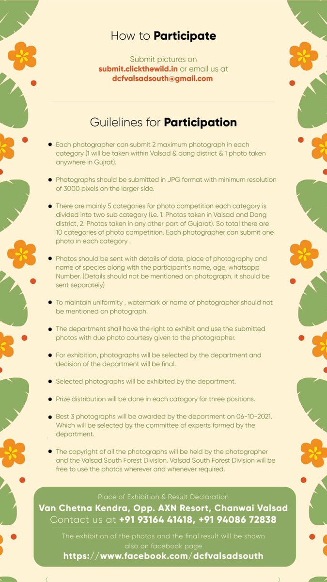 Submit pictures on
submit.clickthewild.in or email us at dcfvalsadsouth@gmail.com

<a href="/CcfCircle/">CCF Valsad Circle</a>
<a href="/InfoValsadGoG/">Info Valsad GoG</a>
<a href="/DCFDangsouth/">DCF South Dang</a> 
<a href="/DCFValsadNorth/">DCF Valsad North</a>
<a href="/DCFDangnorth/">DCFDangnorth</a>