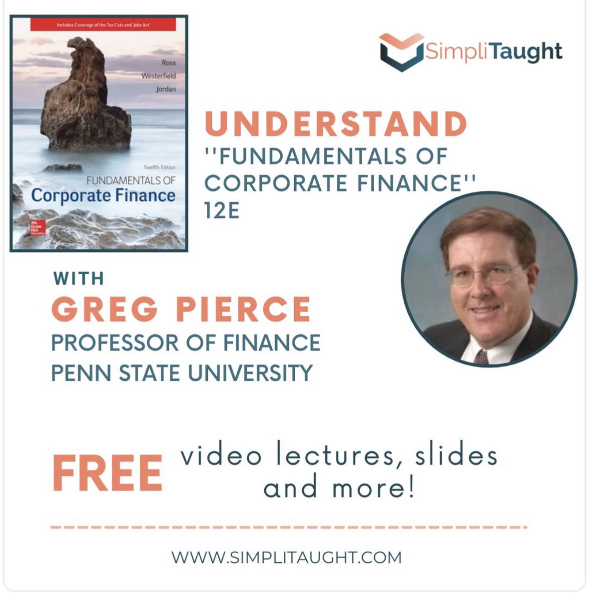 Atif_Ikram1's tweet photo. Watch “Fundamentals of Corporate Finance” (12e) on #Simplitaught with Greg Pierce, Professor of Finance at Penn State University! https://t.co/1BHItZ3kZd