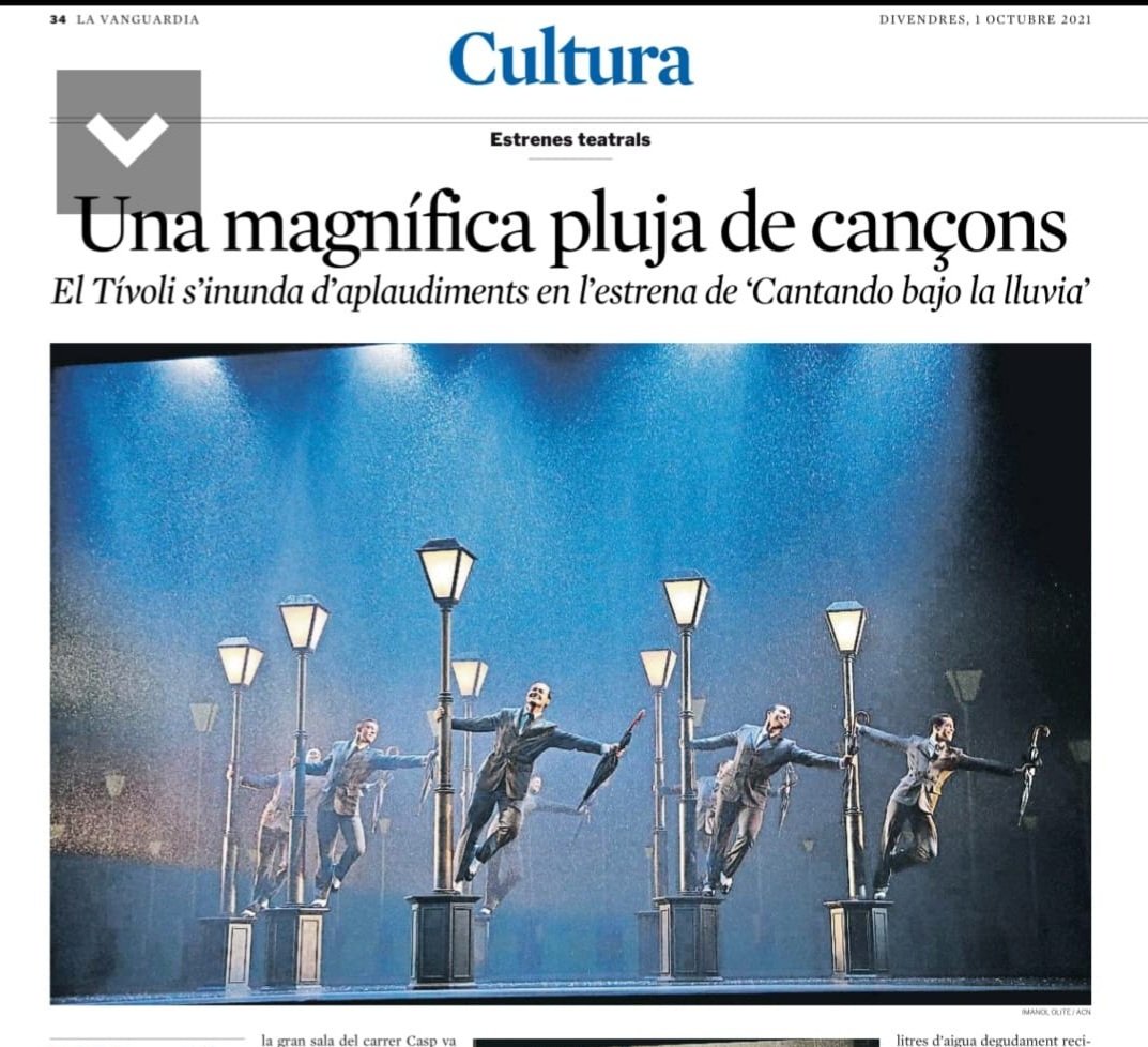 jordisellas's tweet photo. Gràcies a totes les persones que ens vau acompanyar ahir a la nit al Teatre Tívoli per estrenar CANTANDO BAJO LA LLUVIA. Una ovació final d'aquelles que recordarem sempre. 🥲

"What a glorious feelin'!"

😊🤩🌧☔🎶 https://t.co/ktjaY35SrL