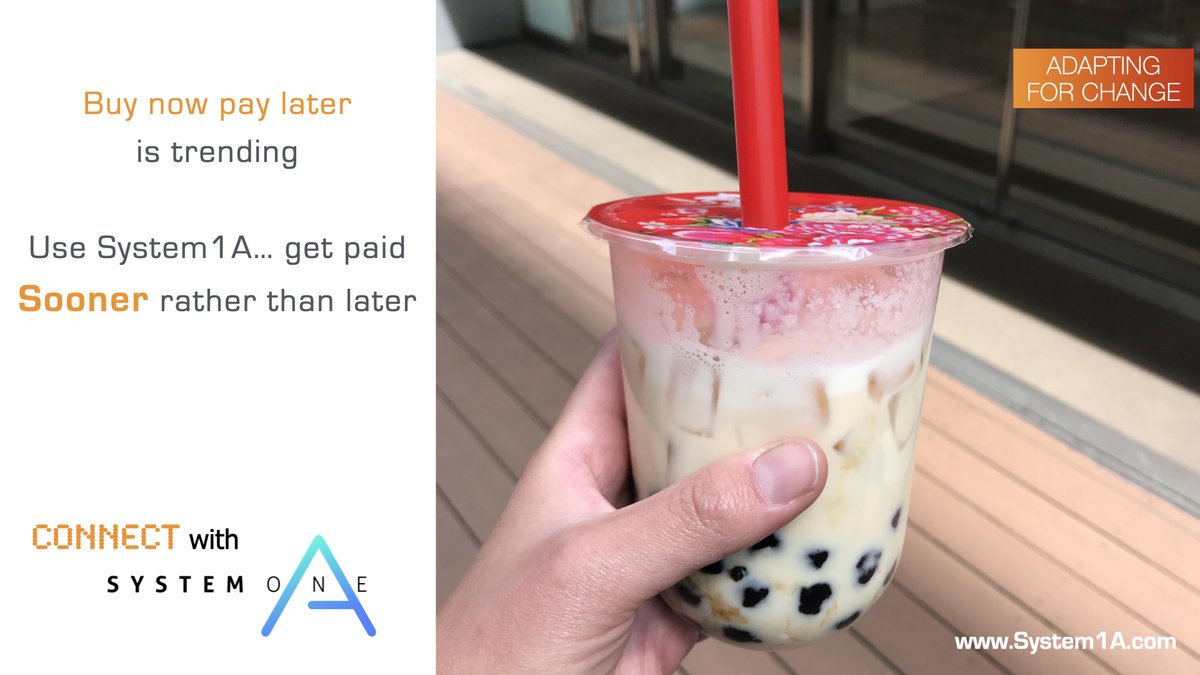 System_1A's tweet photo. Buy now pay later is trending
Use System1A… get paid Sooner rather than later #mastercard #BNPL #ERP #Times #CNBC #cashflow #improvecashflow #buynowpaylater #oneapplication #getpaidsooner https://t.co/qoWudX1IEG