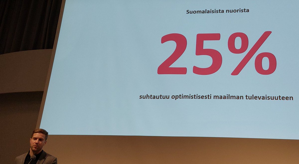 HelenaHulkko's tweet photo. 'Vain 25 % nuorista suhtautui optimisesti maailman tulevaisuuteen'.@OttoThkp Siksi #MLLfi #MLLSäätiö seminaari tutkimuksesta ja innovaatioista, #tulevaisuususko,n keinoista. https://t.co/OHvhVM8dC2