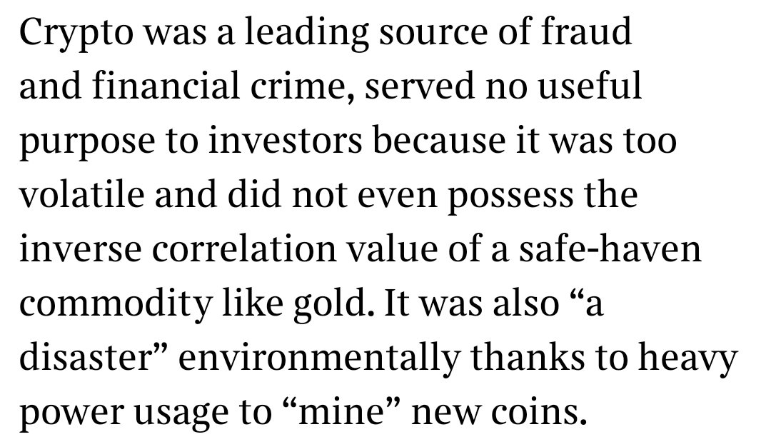 This view of crypto is prejudiced and uninformed. Luckily it's a minority view (&amp; I'd be quite surprised if it reflected the institutional position of even a single UK bank).
thetimes.co.uk/article/076c39…