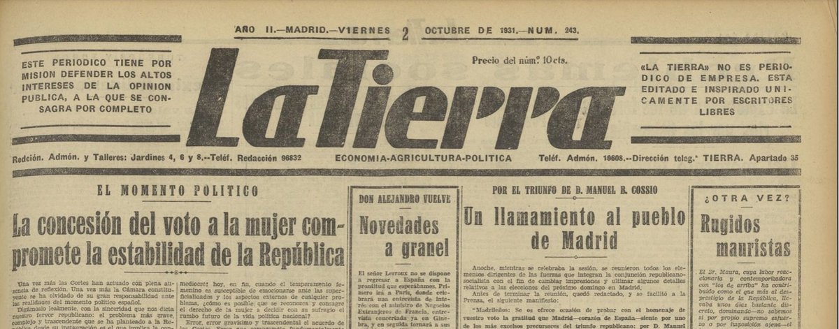 cescyl's tweet photo. 🗓️Hoy es un día para celebrar: se cumple el 90 aniversario del #voto de las #mujeres en España
🔴¿Cómo fue el día que se aprobó el voto femenino? Nos lo cuentan los periódicos: una historia para mejorar el presente👉https://t.co/ewSHSqCy1P https://t.co/c2D7vV3HPY