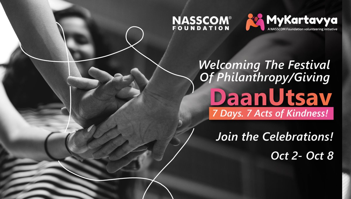 MyKartavya's tweet photo. Daan Utsav is around the corner. The festival encourages us to give back to society &amp; bring cheer to the less privileged. Let's celebrate it by donating our #talent &amp; #skills to empower communities. Explore online volunteering opportunities at @MyKartavya to do your bit! https://t.co/UEQ38wpgCX