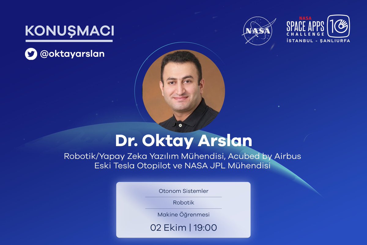 Cumartesi günü 19:00’da Robotik/ Yapay Zeka yazılım mühendisi <a href="/oktayarslan/">Oktay Arslan</a> bizlerle birlikte olacak. 
Söyleşi ardından yarışmacılarımızın  merak ettiği soruların yanıtlarını alacağız. 
Değerli zamanını bize ayıracağı için şimdiden kendisine teşekkürlerimizi iletiyoruz.