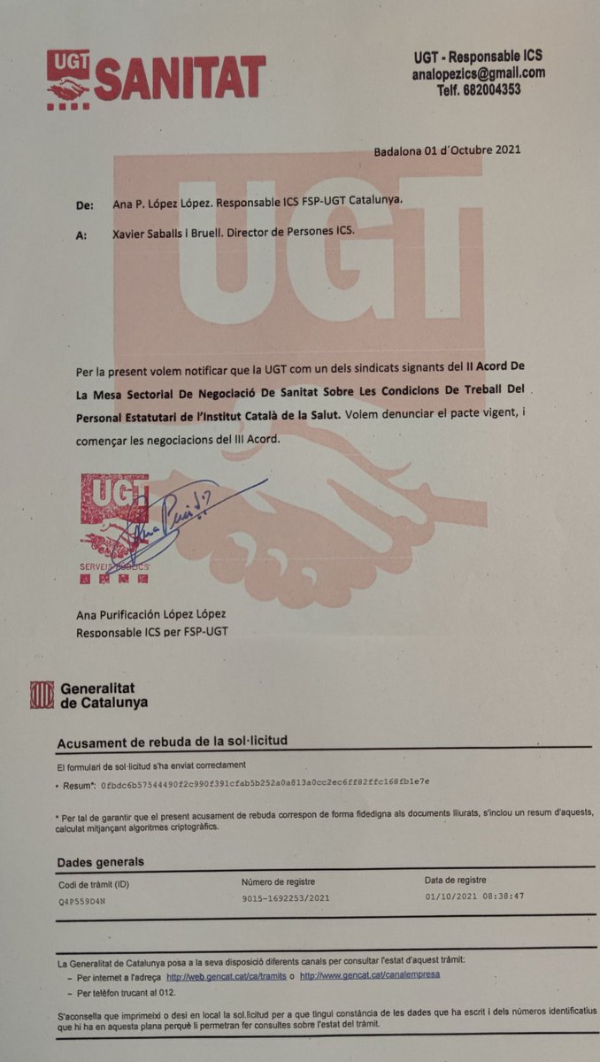 Per 2a vegada tornem a denunciar II Acord de MSS.Volem iniciar el procés de negociació x la millora de les condicions laborals i econòmiques de tots els treballadors de l'ICS.Esperem que CCOO i CATAC s'adareixin a la denuncia.<a href="/icscat/">ICS. Generalitat</a> <a href="/ugtsalut/">UGT Sector Salut de Catalunya</a> <a href="/_efermar/">Encarna Fdez UGT</a> <a href="/hgermanstrias/">Hosp. Germans Trias</a> <a href="/ylejardi/">Yolanda Lejardi</a>
