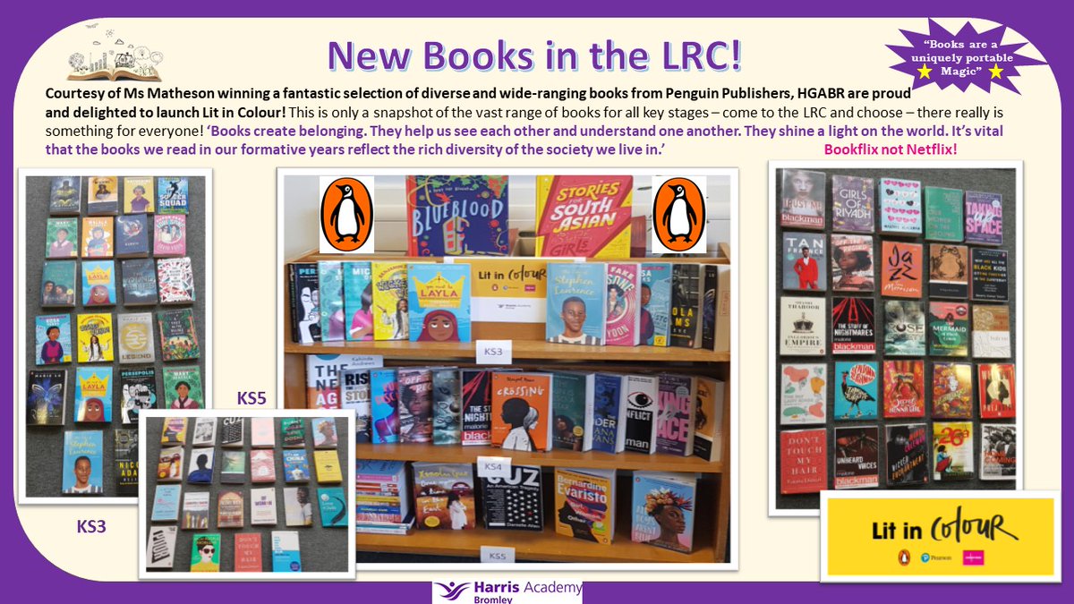 Lit in Colour! We have some amazing new books in our LRC - #bookflix not Netflix at HGABR!
