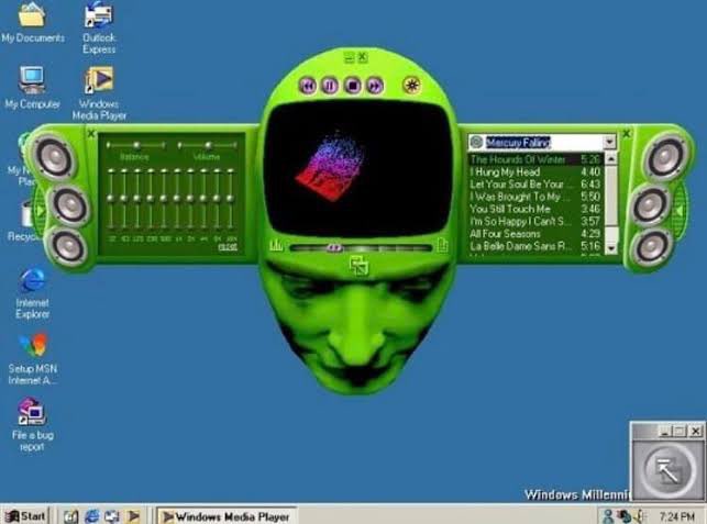 roan_gylberth's tweet photo. Sekeren kerennya ui spotify &amp; apple music, ga bisa ngalahin windows media player yang skin kepala orang https://t.co/d8xXzAXxfT