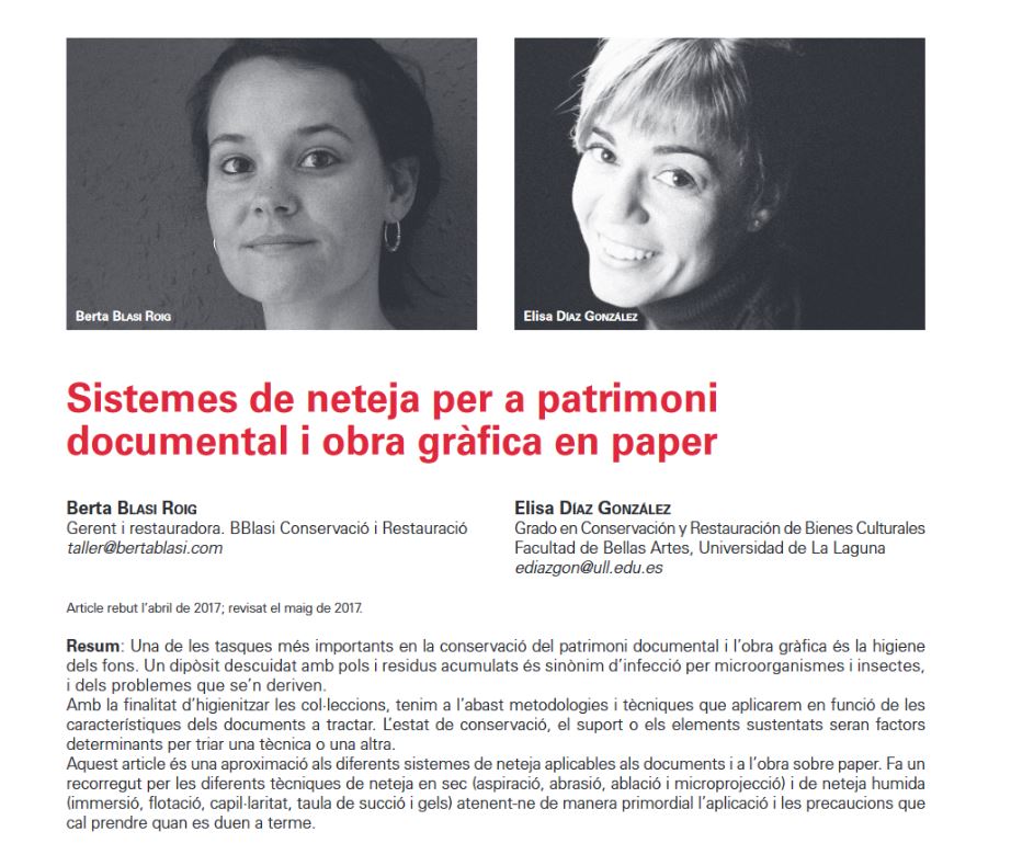 revistaItem's tweet photo. Divendres de fer dissabte a #arxiuITEM. ‘Sistemes de neteja per a patrimoni documental i obra gràfica en paper’, per @taller_BBlasi i Elisa Díaz González (2017) https://t.co/dBUHsiSB9I #item62 #patrimonidocumental #obragràfica #conservació #restauració https://t.co/GlBmFIdf92