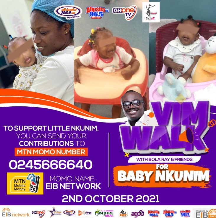 iamkyekyeku's tweet photo. Fam This Saturday as we walk with Bola & Friends to improve and maintain our health, we also doing it to support little Nkunim. So let’s all come in our numbers and walk with Vim cos is possible 😊
#VimWalkWithBola
#pphypecrew
Powered by EIB (UltimateFm & AbusuaFm) https://t.co/fzrIU2UkZh