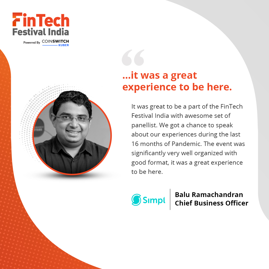 ffi_fintechfest's tweet image. Here is what Balu Ramachandran had to say about us.
Thank you so much for your kind words. 
We really appreciate you taking the time out to share your experience with us. 
We look forward to working with you again in the future! 

#fintechfestivalindia #fintech #simpl 

@getsimpl
