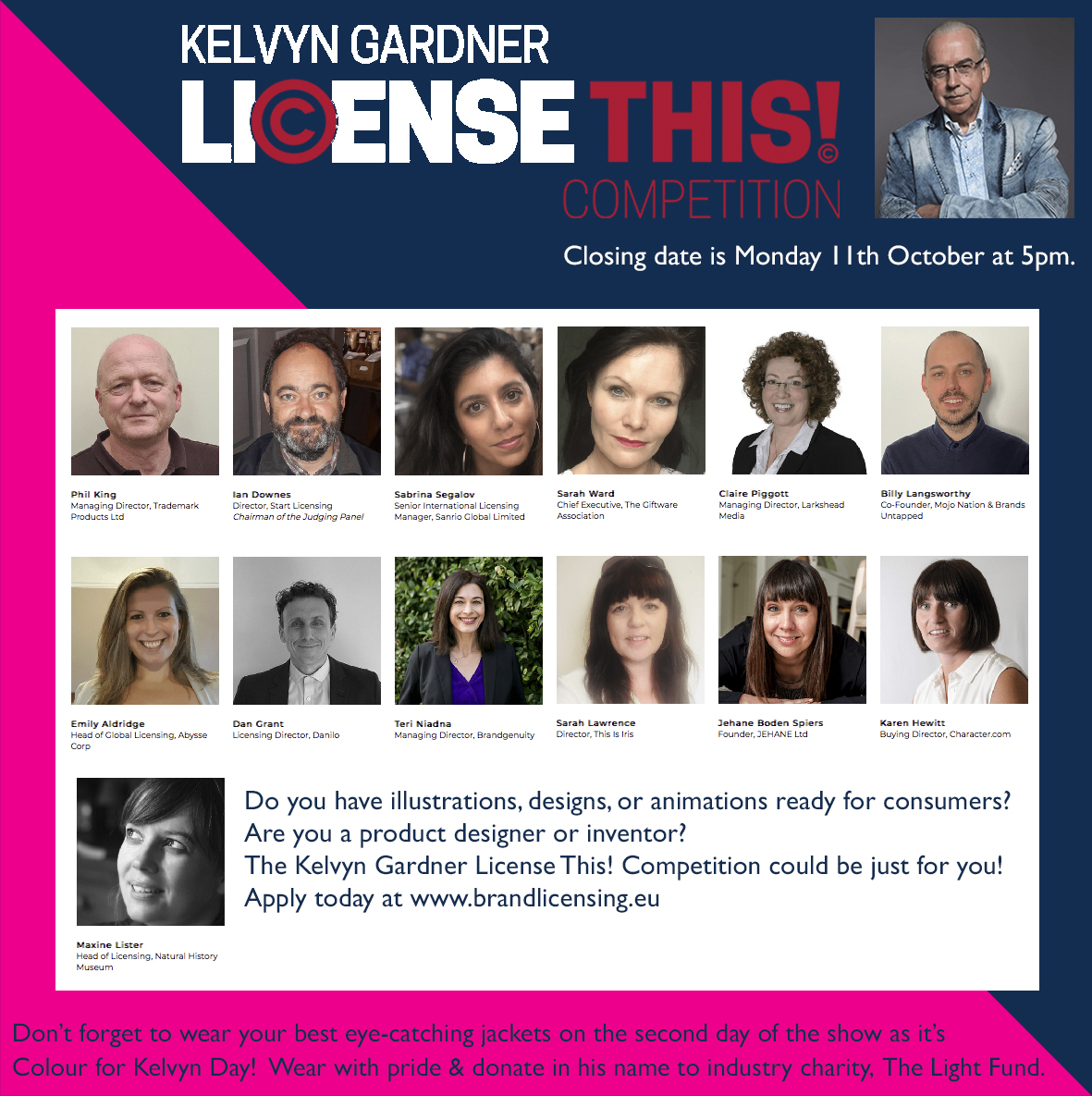 Hello October! Hello all creatives looking to be part of the colourful word of Licensing. The Kelvyn Gardner License This! Competition deadline is fast approaching.
This is an amazing opportunity with a fantastic prize, so what are you waiting for? Head to <a href="/bleurope/">Brand Licensing Europe 2024</a> &amp; enter now!