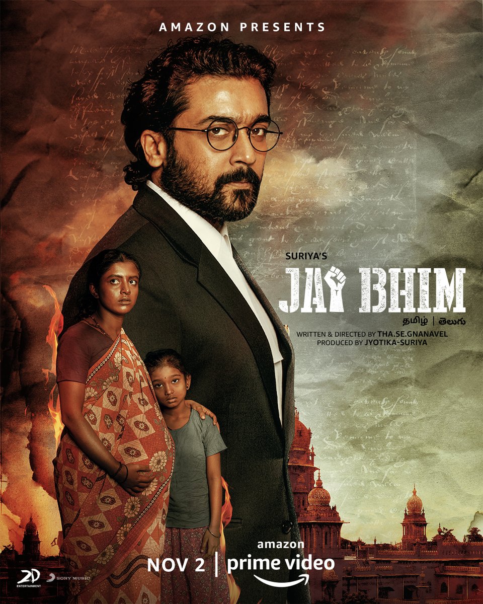 2D Entertainment (@2d_entpvtltd) on Twitter photo The ultimate fight against injustice unfolds on Nov 2.
Watch #JaiBhimOnPrime, this Diwali, Nov 2. <a href="/PrimeVideoIN/">prime video IN</a>
<a href="/Suriya_offl/">Suriya Sivakumar</a> #Jyotika <a href="/tjgnan/">Gnanavel</a> <a href="/prakashraaj/">Prakash Raj</a> <a href="/RSeanRoldan/">Sean Roldan</a> <a href="/srkathiir/">S.R.Kathir ISC</a> <a href="/KKadhirr_artdir/">Kadhirr</a> <a href="/philoedit/">Philomin Raj</a> <a href="/rajisha_vijayan/">Rajisha Vijayan</a> #Manikandan <a href="/jose_lijomol/">Lijomol Jose</a> The ultimate fight against injustice unfolds on Nov 2.
Watch #JaiBhimOnPrime, this Diwali, Nov 2. <a href="/PrimeVideoIN/">prime video IN</a>
<a href="/Suriya_offl/">Suriya Sivakumar</a> #Jyotika <a href="/tjgnan/">Gnanavel</a> <a href="/prakashraaj/">Prakash Raj</a> <a href="/RSeanRoldan/">Sean Roldan</a> <a href="/srkathiir/">S.R.Kathir ISC</a> <a href="/KKadhirr_artdir/">Kadhirr</a> <a href="/philoedit/">Philomin Raj</a> <a href="/rajisha_vijayan/">Rajisha Vijayan</a> #Manikandan <a href="/jose_lijomol/">Lijomol Jose</a>