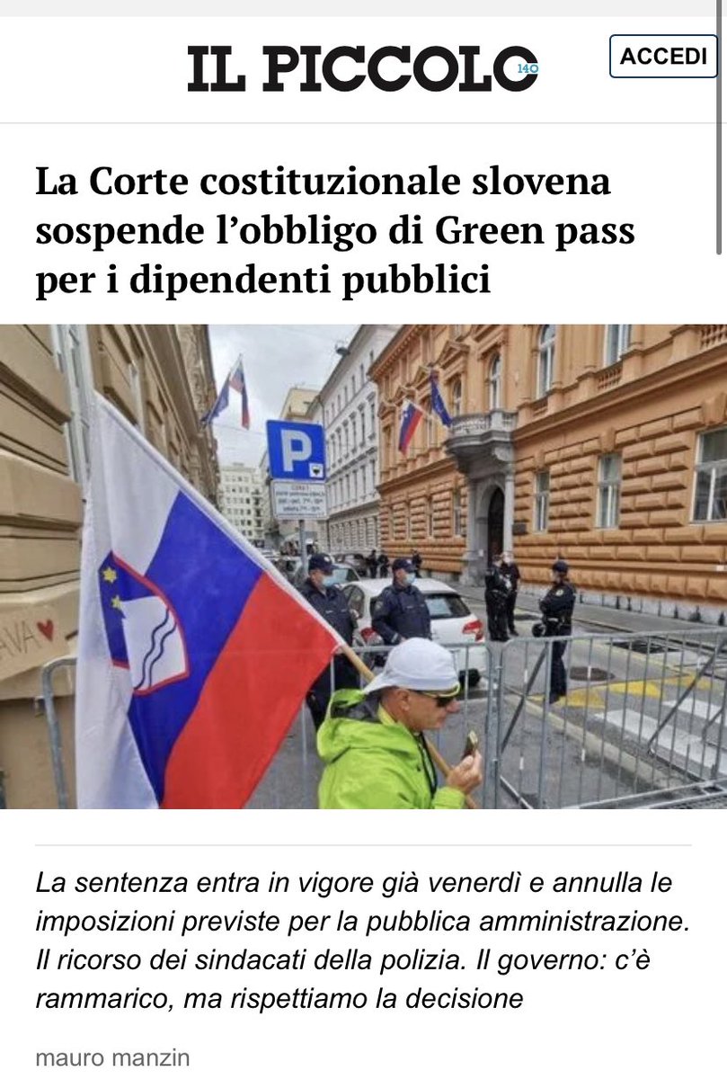 #Slovenia: la CorteCostituzionale  sospende #GreenPass per i dipendenti pubblici