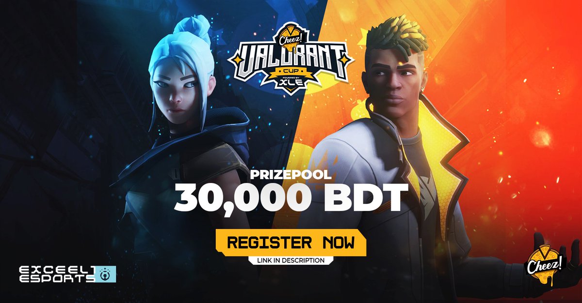 🕹 Cheez and Exceeli Esports have teamed up to bring you CHEEZ X EXCEELI VALORANT CUP, the first of its kind in Bangladesh!

✅Register Now!

Tournament registration link:
play.toornament.com/.../tour.../50…
Join Exceeli’s Discord server to confirm the registration:
discord.gg/ycSeCAh
