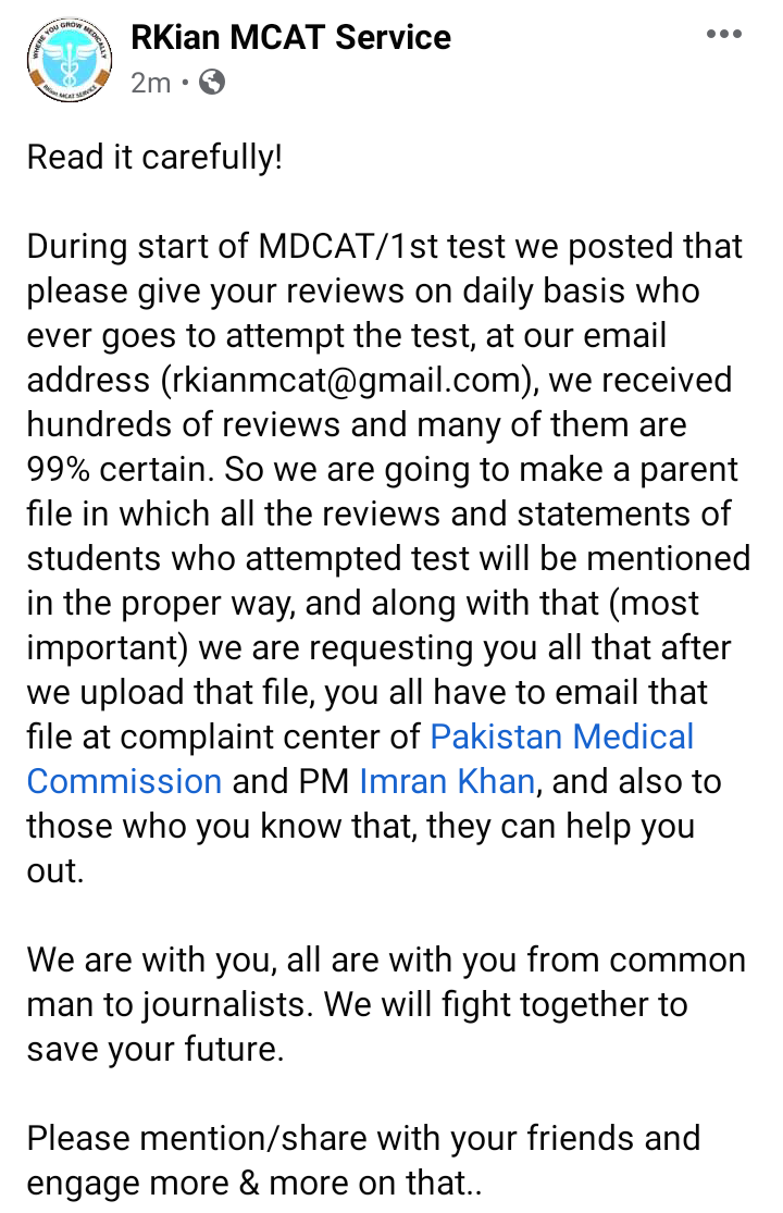 #MDCAT2021: Please read this statement carefully and forward more to your friends, we all are with you..

@MJibranNasir @HamidMirPAK 

#StudentsMarchToPMHouse #MdcatStudentsAtDChowk #ShameonISBPolice #WeRejectPmcMdcatTest2021