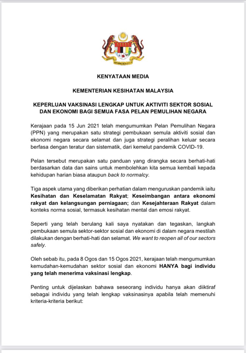 Malaysia 2021 kesihatan menteri (TAHNIAH) SENARAI