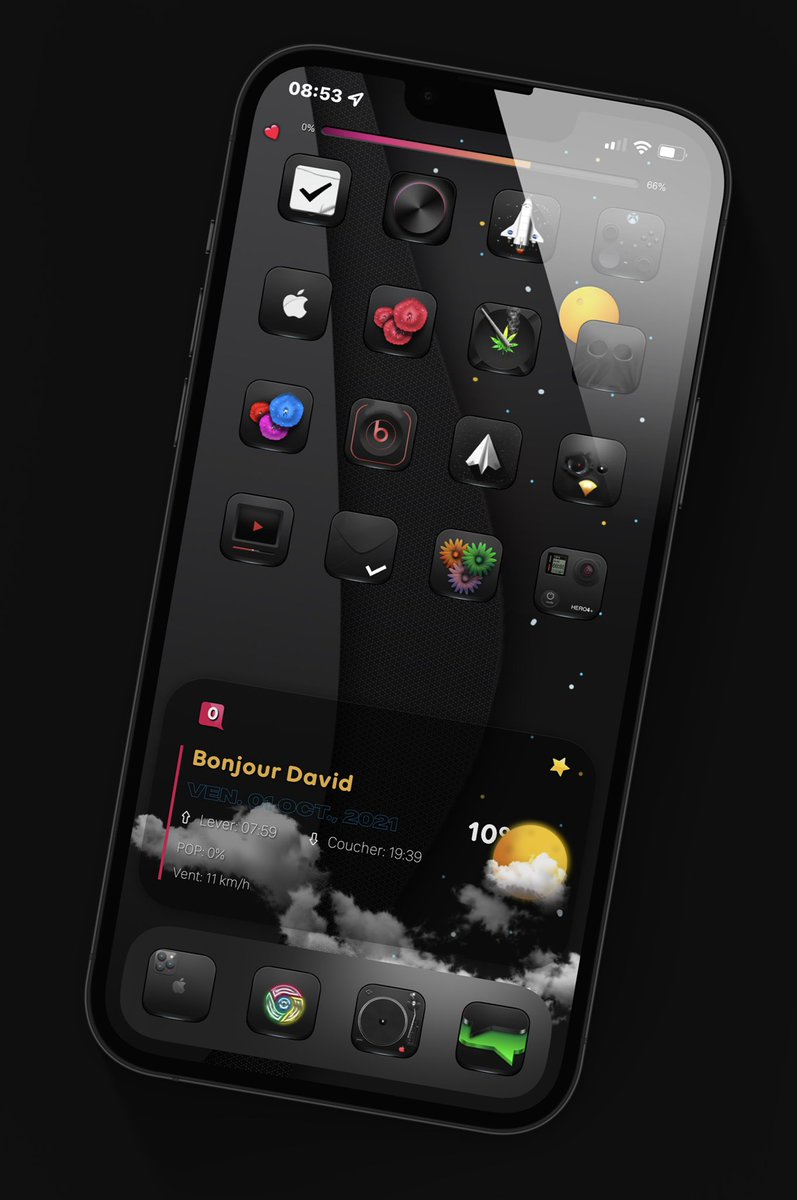 TeboulDavid1's tweet photo. Friday morning, #iPhone12ProMax โก๏ธ๐ด๐
.
.
๐ #YoorWeather 1.6.2 @JCRocky5โก๏ธ
๐ Icons @Attairdu57slm ๐ด
.
.
#ios15homescreen
#ios15icons
#nojailbreak
#shortcuts
@screenshot_pro
#wallpaper in my GDrive
#iOS15beta4
#YoorWeather HS-SWA29 https://t.co/6TDCcxPopC
