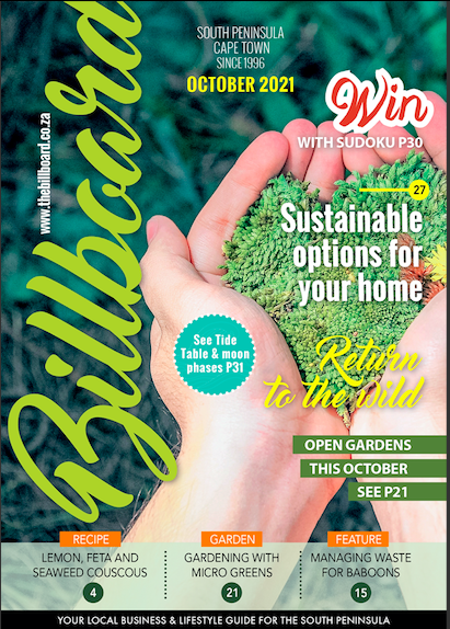 billboardsa's tweet photo. Billboard Oct 2021 edition - online and in your post boxes this week!

#Sustainable #Gardens #LocalisLekker #supportlocal #SouthPeninsula #Energy #Green #Foraging #Solar #BillboardSA

https://t.co/IaIpFfr6KL https://t.co/do9OUtwhpe