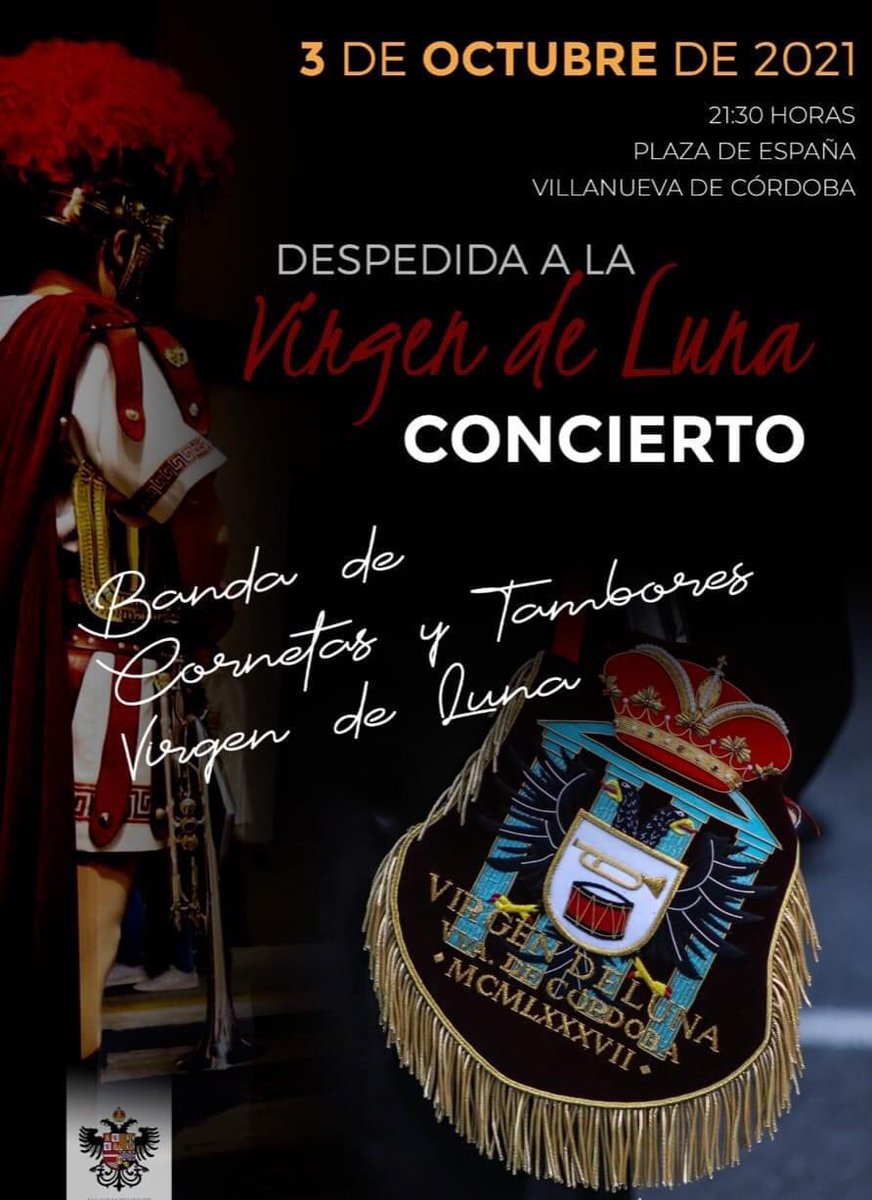 Este próximo domingo 3 de Octubre
 
La actuación comenzará al finalizar la Santa misa de la novena a nuestra Sra. De Luna, entorno a las 21:30h en la Plaza de España.
La recogida de invitaciones se realizarán de 19:00 a 21:00h en las taquillas del teatro.

¡Os esperamos!