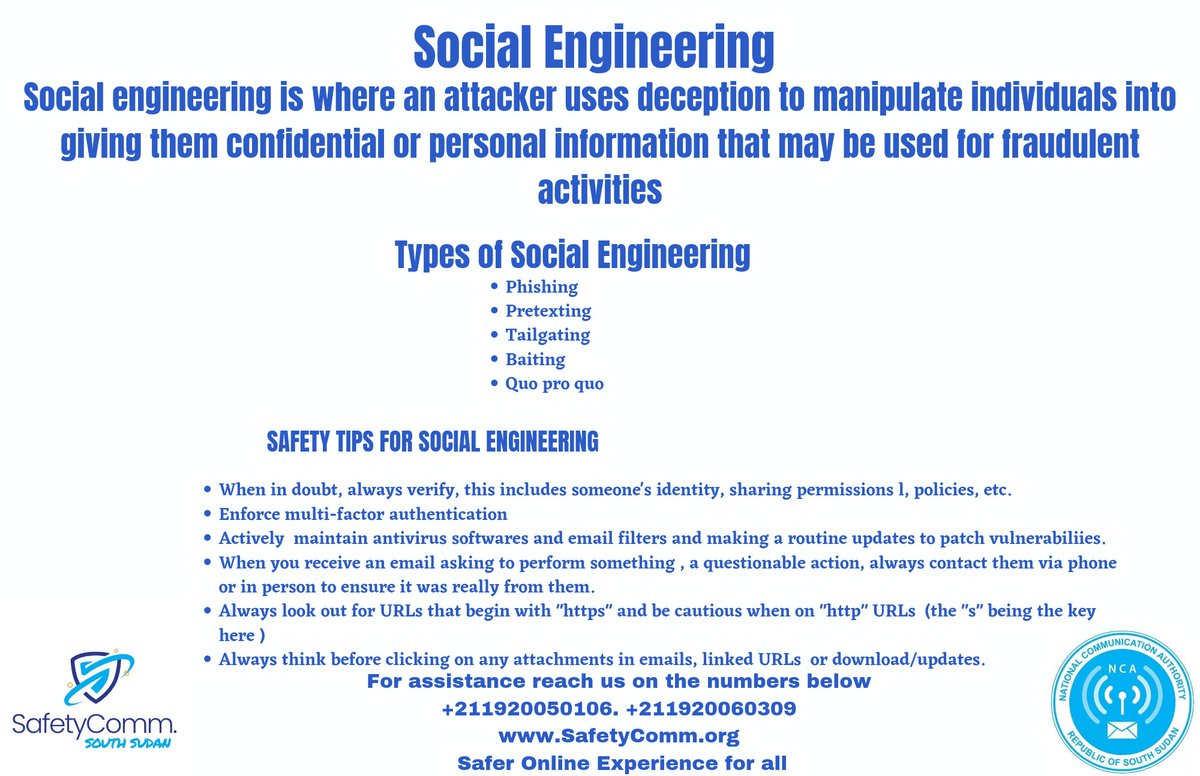 SafetyComm_SS's tweet photo. Good morning #SSOT, This month being a Cyber security awareness month, our initial goal of ensuring safer online for all continues. Tips on how to stay safe online will be posted here while we encourage each one of you to practice  good cyber hygiene. #SaferOnlineExperienceForAll https://t.co/GRg8GvtthU