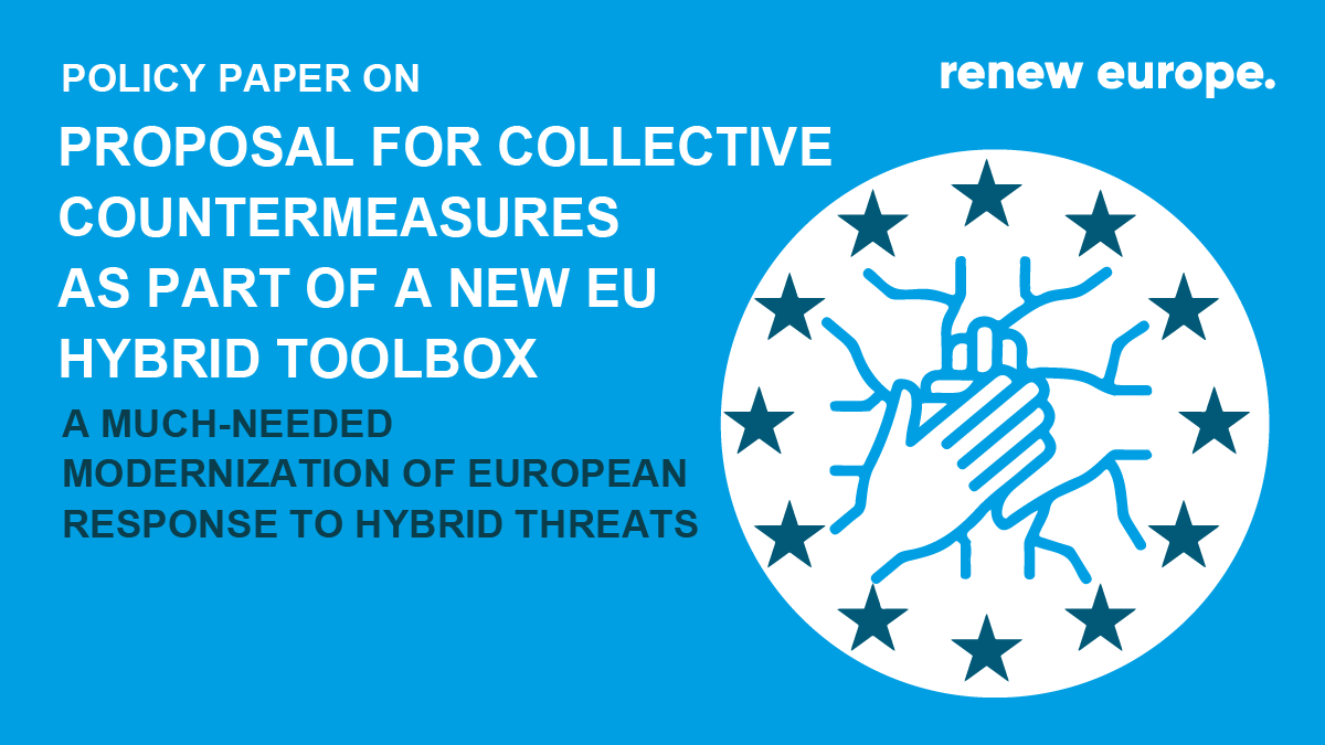 RenewEurope's tweet photo. Hybrid threats: Renew Europe outlines proposals for collective countermeasures as part of a new EU toolbox.

These new threats include hybrid aggressions, such as disinformation, cyber sabotage or economic coercion &amp; foreign interference in elections.

🗞️: https://t.co/ymcMVGrAzj https://t.co/fHrsVdN021