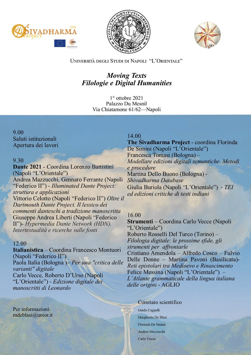 paolomonella's tweet photo. The conference "Moving Texts – Filologie e Digital Humanities" is starting now on Zoom Details: https://t.co/8nXkNS6wJ3
Italian philology, #Dante, #Shivadharma
#MovingTexts
#DigitalHumanities https://t.co/A5qP09yeG0