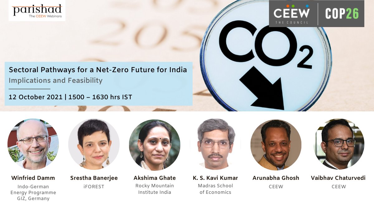 CEEWIndia's tweet photo. 📢Sectoral Pathways for a Net-Zero Future for India: Implications and Feasibility
In the run-up to #COP26, our #webinar will look at alternative #netzero scenarios in #India and the economic & sectoral milestones required for their foundation.
🔗 https://t.co/Bbq5Ulqn6O https://t.co/0Hvx0wQHqh