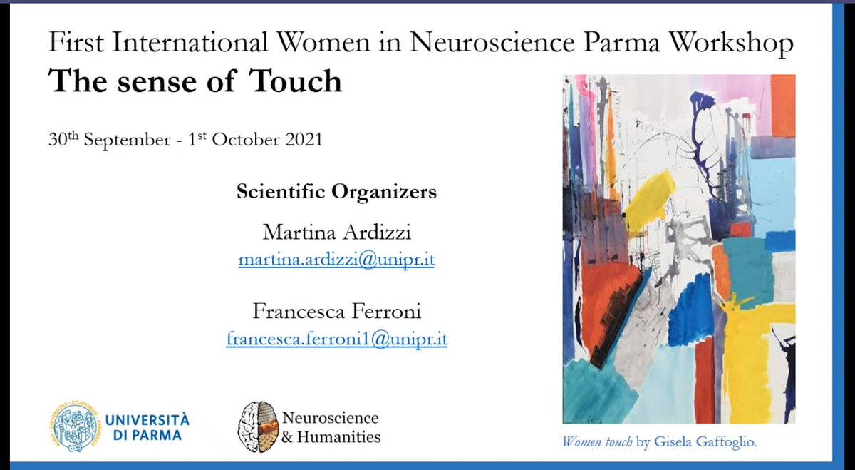 Second day of #thesenseoftouch workshop, here we begin! Looking forward to the series of lectures on the development of body representation. Also, thanks @Martina_Ardizzi @Franci_Ferroni for organizing this amazing workshop! 
#womeninneuroscience