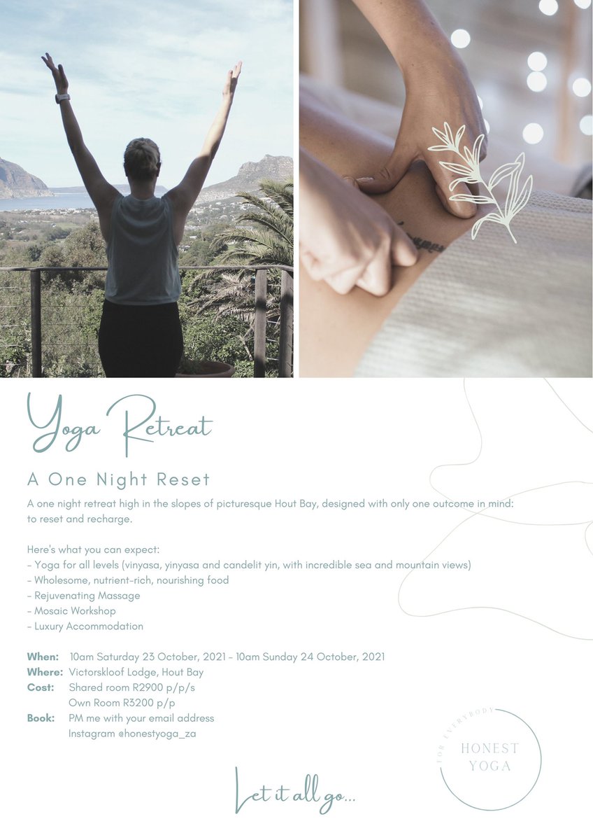 For those needing a quick break to reset and recharge the mental and physical batteries… here you go! 2 spots left in my retreat and bookings close this weekend :) 🙏🧘‍♀️💪
#CapeTown