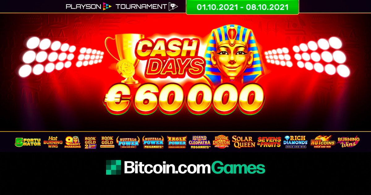 BitcoincomGames's tweet photo. ✨October Cash Days 60k live now!✨

Kick this month off with a brand new tournament with a prize pool of €60,000!

Participating games include:
🦬Buffalo Power💪
🌟5 Fortunator💸
🦅Eagle Power: Hold and Win💰

Play here👉https://t.co/OUgRWhNz2z

#BTC #Bitcoin #Casino https://t.co/jHWKQ0nKss