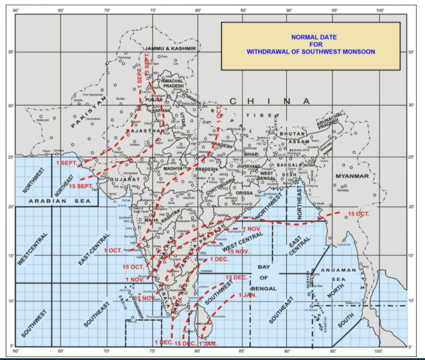 mcbbsr's tweet photo. Due to f Wly &amp; NWly winds, there will be drastic #reduction in #moisture &amp; absence of rainfall over extreme NW parts of India, conditions are very likely to  #favorable for commencement of #withdrawal of #Southwest #monsoon from some parts of #Northwest-#India around #6thOct 2021 https://t.co/4LRSTJ8jbV