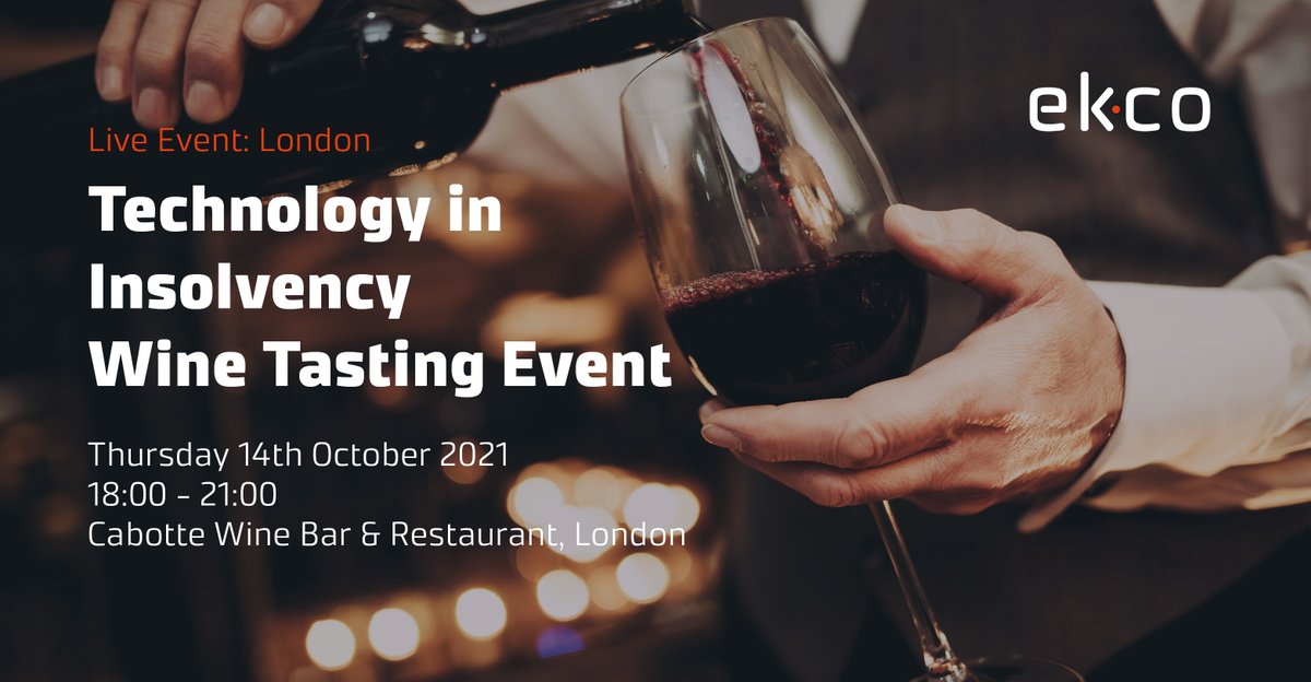 Are you interested in how technology is transforming the insolvency and restructuring industry? Would you like to network with industry peers? Do you like wine? If yes, then please register for Ekco’s 'technology in Insolvency' wine tasting event. hubs.ly/H0Ys4JQ0