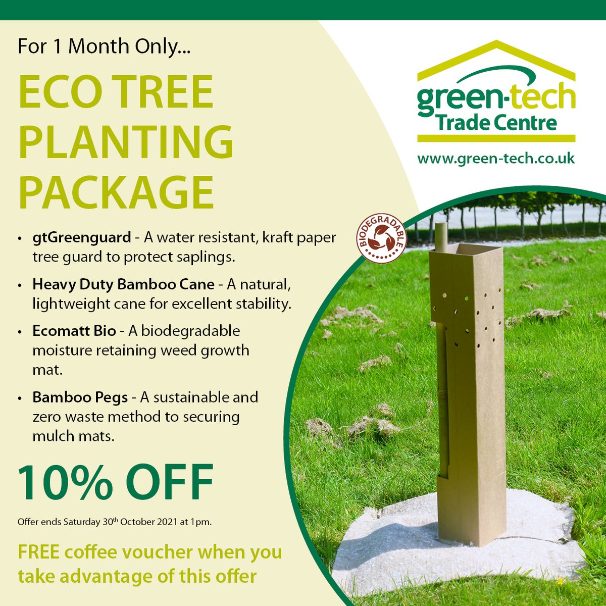 Greentechltd's tweet image. #TreePlantingSeason is here and our Trade Centre will be running a special offer to help you make savings on your supplies!

We are conveniently located on @rabbithillpark just off the A1 on the A168 southbound, near Boroughbridge.

T: 01423 368032 or 01423 332131.

#SpecialOffer