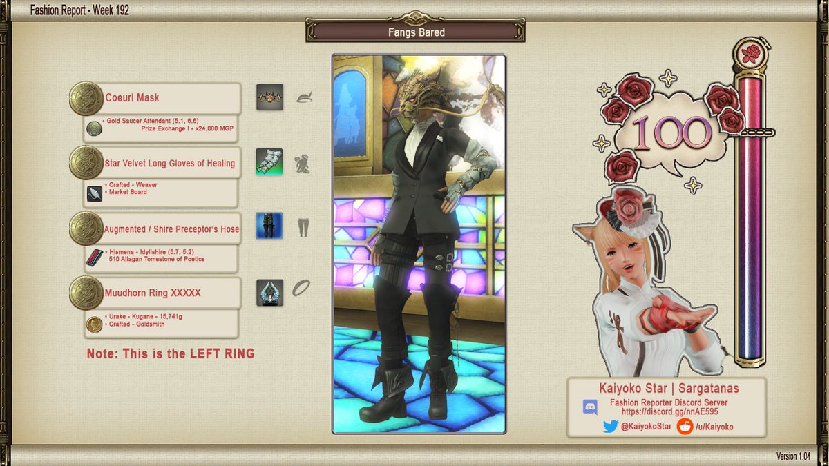 KaiyokoStar's tweet photo. Fashion Report Week 192 - 100 pts  #ffxiv #ff14 #ファッションチェック https://t.co/dga9skD5bP