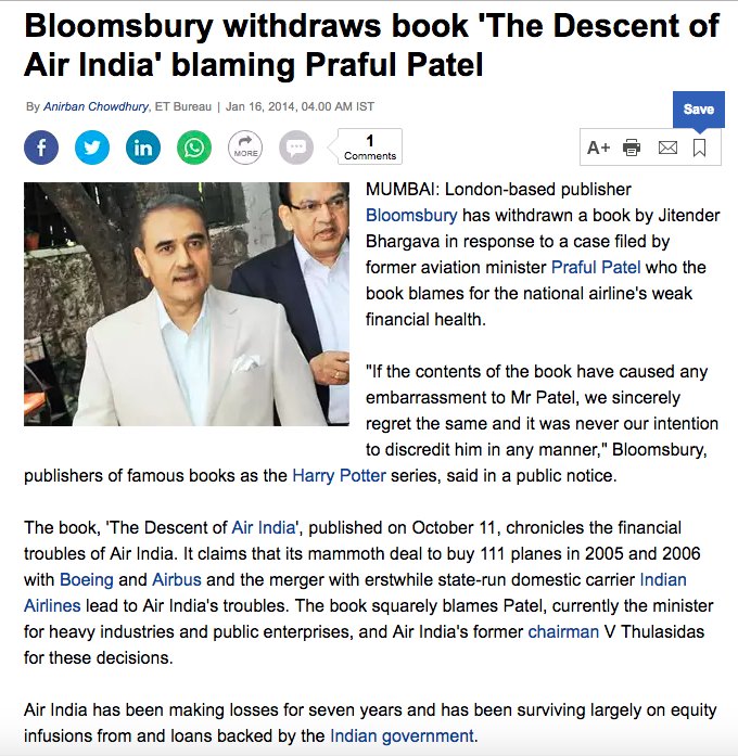 AnkurSingh's tweet photo. Congress showing fake sympathy for Air India now was the one who destroyed it.

Forcing withdrawal of a book on role of Praful Patel won't change the reality. https://t.co/9oq431A2RX