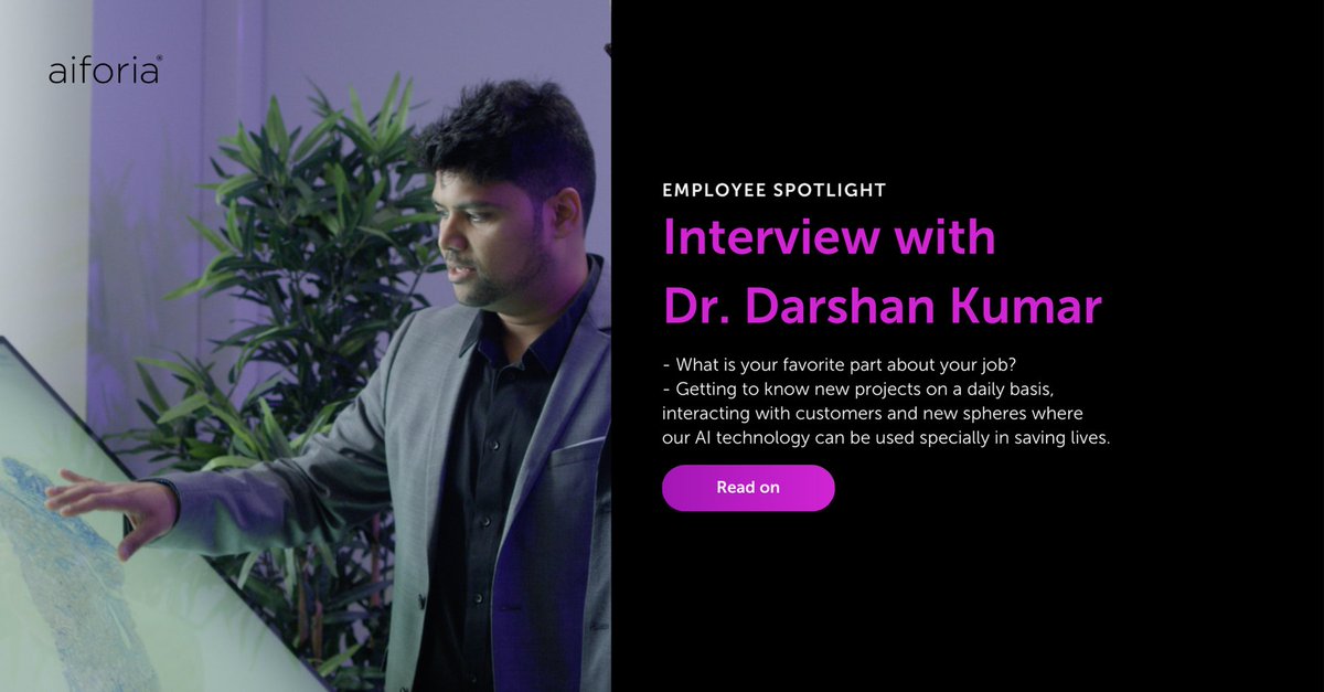 Get to know some Aiforians! Our Employee Spotlight Series introduces you to some of our incredibly talented Aiforians accross the science, software, and commercial teams. This week we are highlighting Dr. Darshan Kumar. hubs.la/H0Xy8pl0