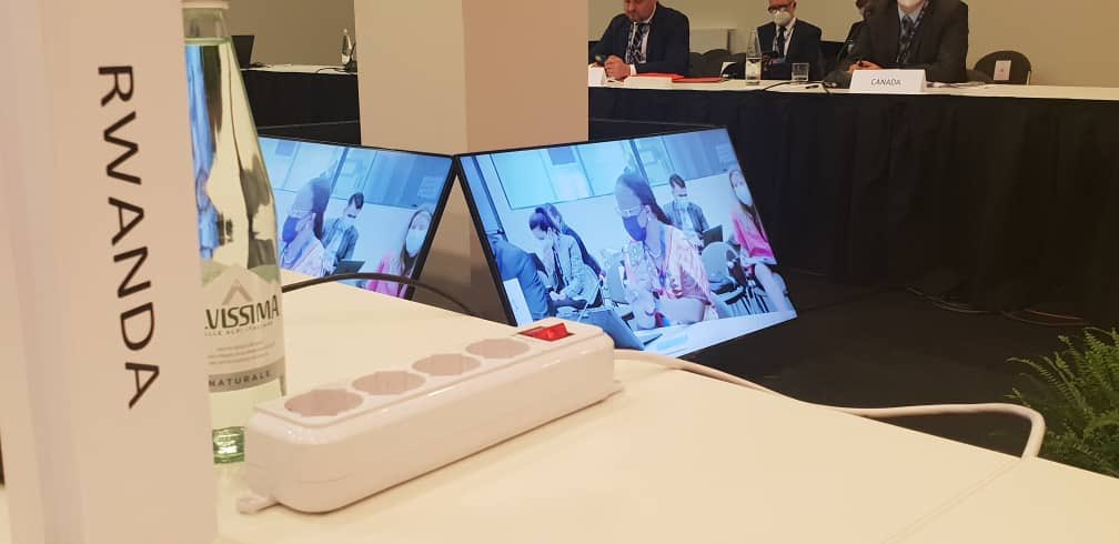 EnvironmentRw's tweet photo. The first session of day two of #PreCOP26 in #Milan, Minister @MujaJeanne intervened on behalf of LDCs on the importance of adaptation and loss & damage for Least Developed Countries. Climate change Adaptation should have an equal treatment with mitigation. https://t.co/PtH3181OfO