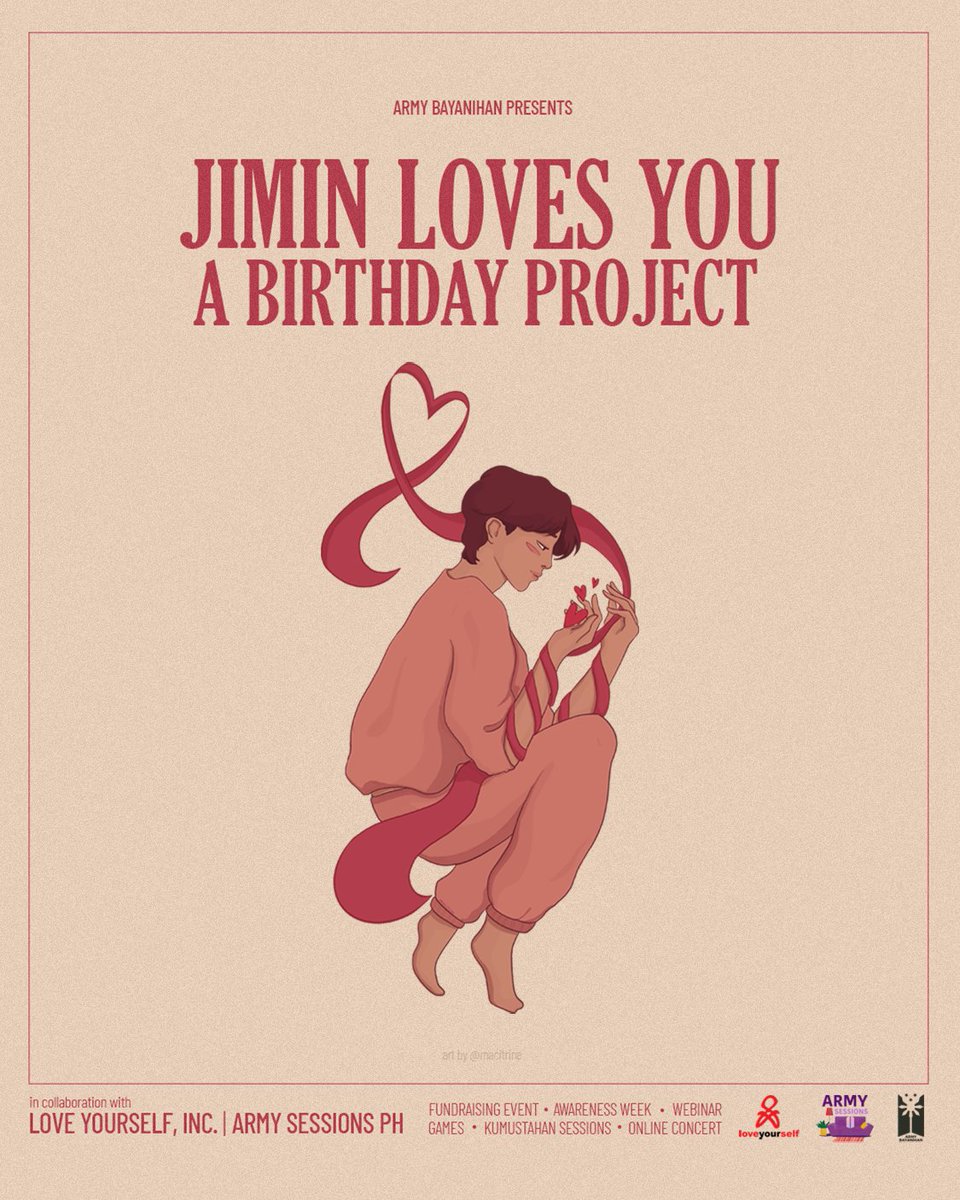 ARMYBayanihan's tweet photo. Reminder: #JiminLovesYou!

Together with @LoveYourselfPh, we are happily inviting you to our webinar entitled "Promise to Love Yourself".

Let us destigmatize HIV and mental health issues.

Details below.

To register: https://t.co/sKKZyYWa49
To donate: https://t.co/Z7bbJ7pgSy https://t.co/hhnWX532n6