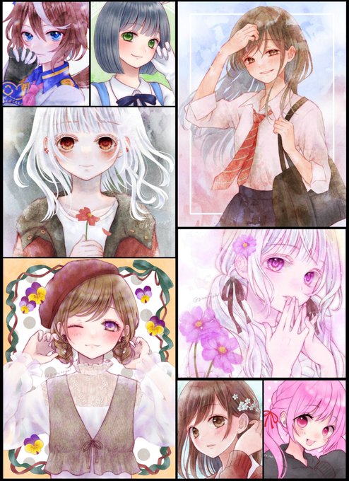 #今月描いた絵を晒そう
9月の分!色んな女の子描きました🥰
左列中段はよその子ちゃん✨ 