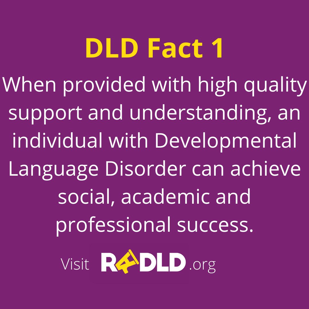 DLD Fact 1️⃣

When provided with high quality support and understanding, an individual with DLD can achieve social, academic and professional success.

#ThinkLanguage #ThinkDLD #DevLangDis #RADLD #PerthHillsSpeech #SpeechTherapy #Language #Life #MentalHealth