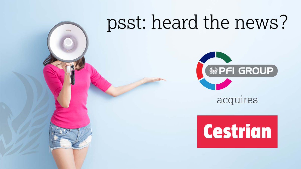 PFI Group are pleased to announce the #acquisition of <a href="/Cestrian/">Cestrian Imaging</a>

Cestrian are digital print &amp; point-of-sale specialists with a strong reputation in the out-of-home sector.  This is another milestone in the growth of the PFI Group

Read the full story: bit.ly/3F7ISBm