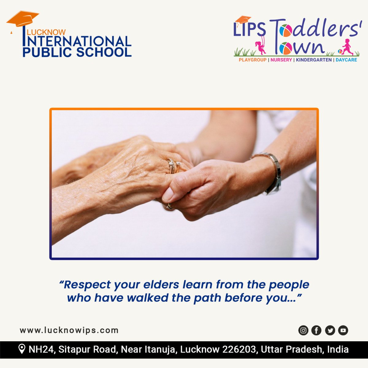 lucknowips's tweet photo. Respect your Elders. Learn from the people who have walked the path before you…

International Day of Older Persons!!

#InternationalDayofOlderPersons #UNIDOP #Respect #loveandrespect #respectyourelder #elder #DayofOlderPersons #lucknowips #education #school https://t.co/RXPik0Nw0k