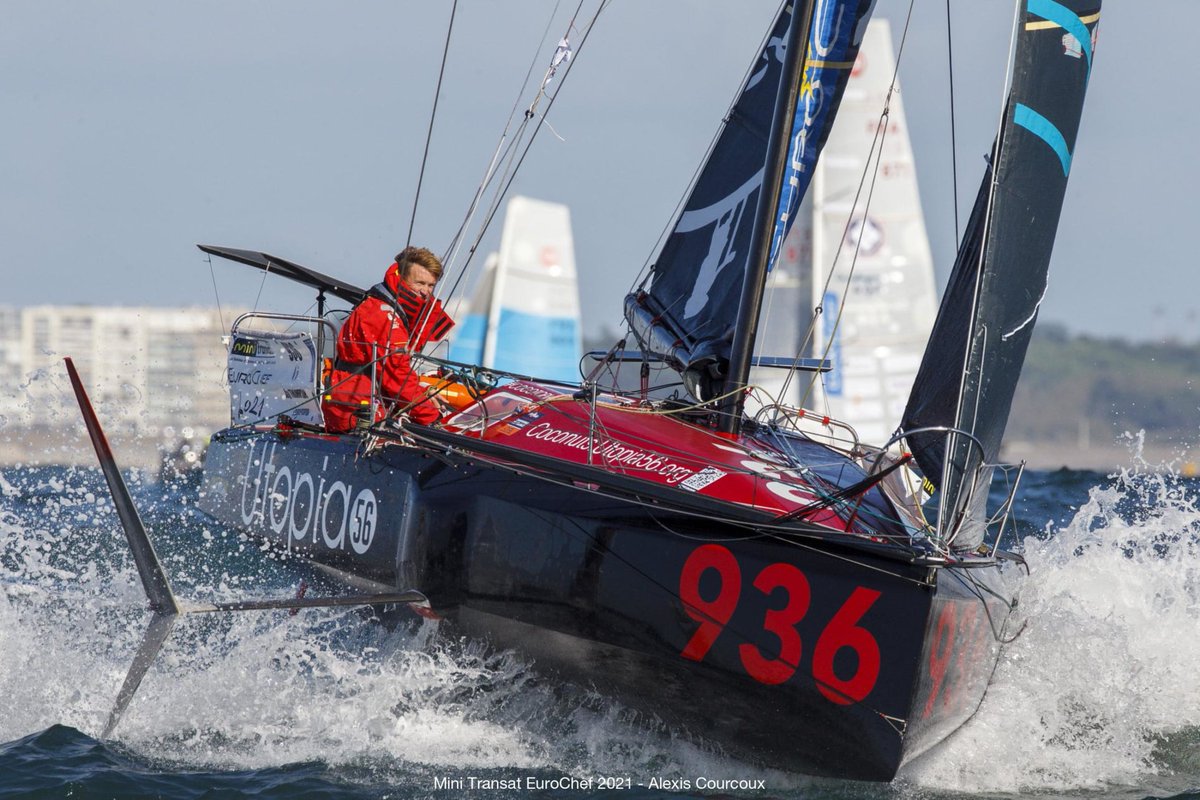 The @MiniTransat2021 has begun, Jay THOMPSON is racing #COCOTOPIA for <a href="/Utopia_56/">Utopia 56</a> proud to deliver their message : Mobilisation pour les Personnes Exilées,  an association that helps exiles/refugees/immigrants in France. Jump onboard! Coconuts.Utopia56.org