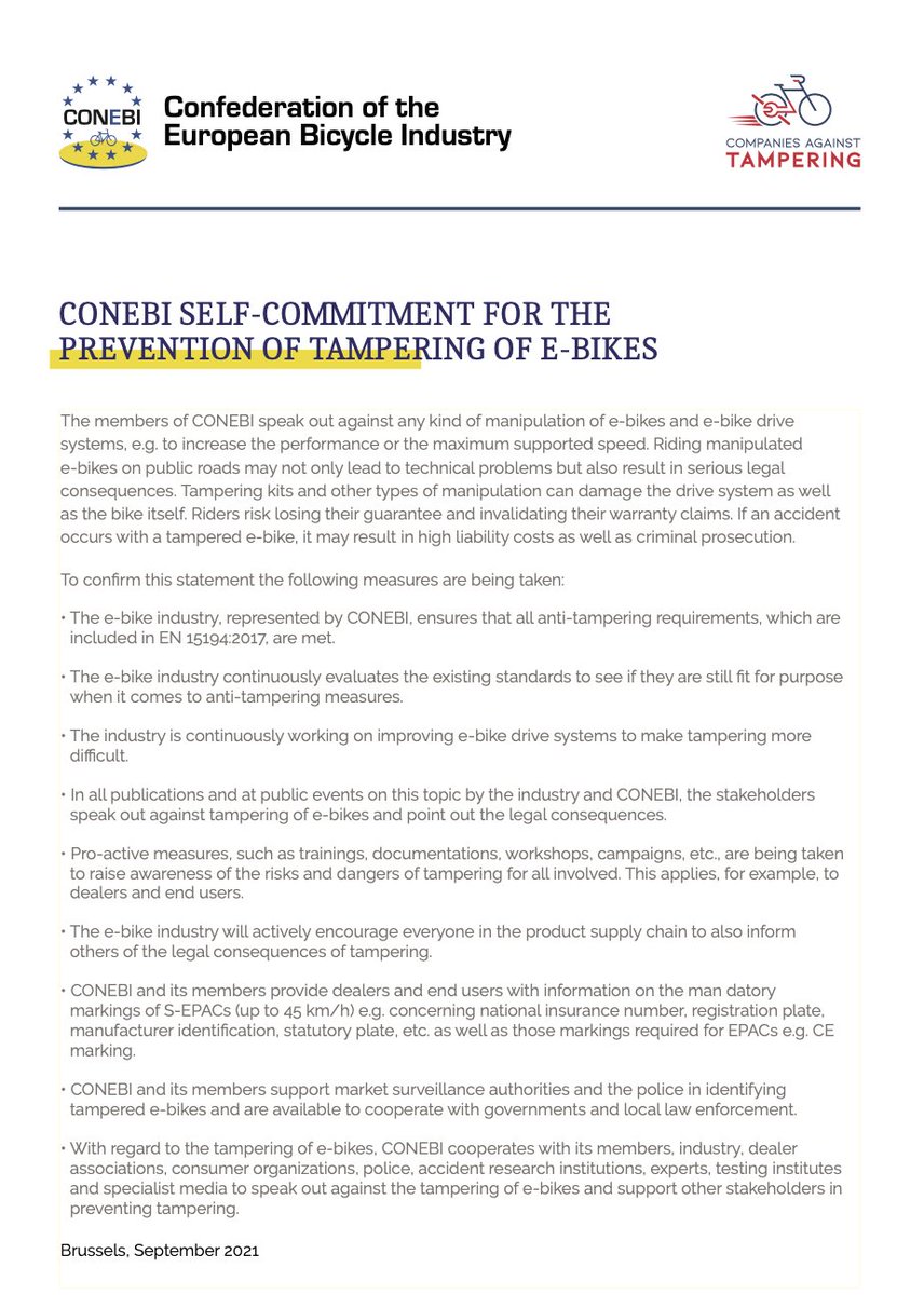 mePrathyush's tweet photo. CONEBI took a strong stance against tampering of Ebikes in Europe.
Riding manipulated e-bikes on public roads may not only lead to safety issues and technical problems but also result in serious legal consequences.

#pedelecs #cargobikes #micromobility #safety #notampering https://t.co/8rWIegoFFQ