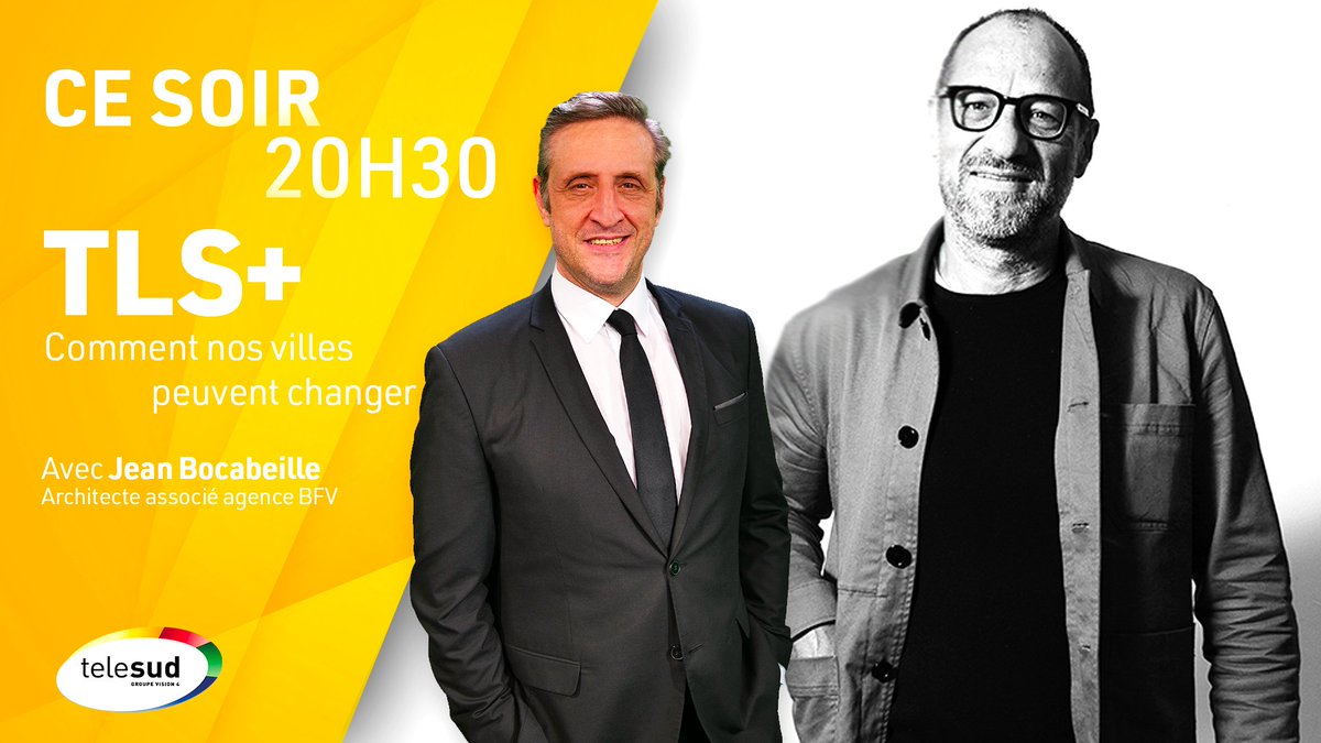 Global Africa Telesud (@telesud_) on Twitter photo <a href="/laurent_llx/">Laurent</a> reçoit @jean_bocabeille de <a href="/ArchitectesBfv/">BFV ARCHITECTES</a> pour parler des architectes de demain, ou comment l’urbanisme doit transformer nos quotidiens.
📺 Ce soir à 20h30, TLS+ : Changer les villes | En direct sur telesud.com <a href="/laurent_llx/">Laurent</a> reçoit @jean_bocabeille de <a href="/ArchitectesBfv/">BFV ARCHITECTES</a> pour parler des architectes de demain, ou comment l’urbanisme doit transformer nos quotidiens.
📺 Ce soir à 20h30, TLS+ : Changer les villes | En direct sur telesud.com